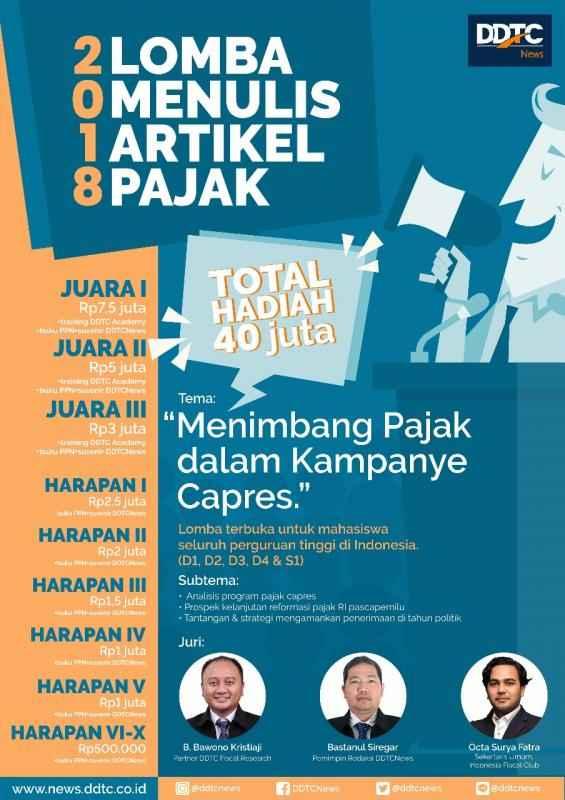 Ketentuan Umum Lomba Menulis Artikel Pajak 2018