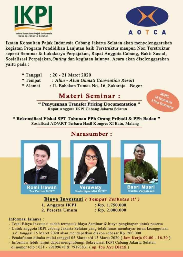 IKPI Gelar Seminar Pajak Transfer Pricing dan SPT, Kursi Terbatas!  