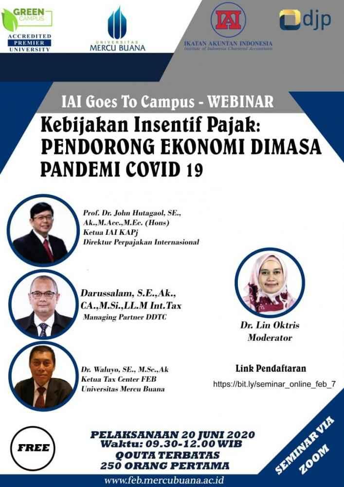 Gratis! Webinar Insentif Pajak di Masa Pandemi Covid-19, Tertarik?