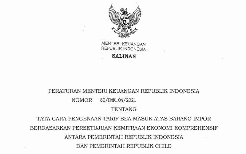 Indonesia Terapkan Tarif Preferensi Barang Impor dari Chile 