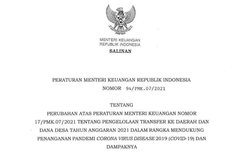 Terbitkan PMK 94/2021, Kemenkeu Harapkan Ini dari Pemerintah Daerah