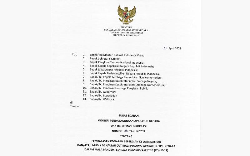 SE Baru Terbit, Pemerintah Resmi Larang ASN Mudik Lebaran Tahun Ini